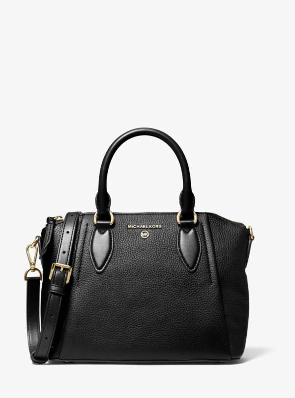 Damske Satchel Taske Michael Kors Sienna Medium Pebbled Leather Čierne - Kabelky Michael Kors Sleva | NJUVG-5189